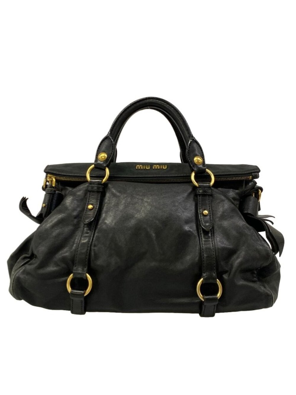 Miu Miu Handbag Vitterolux Black Gold Leather